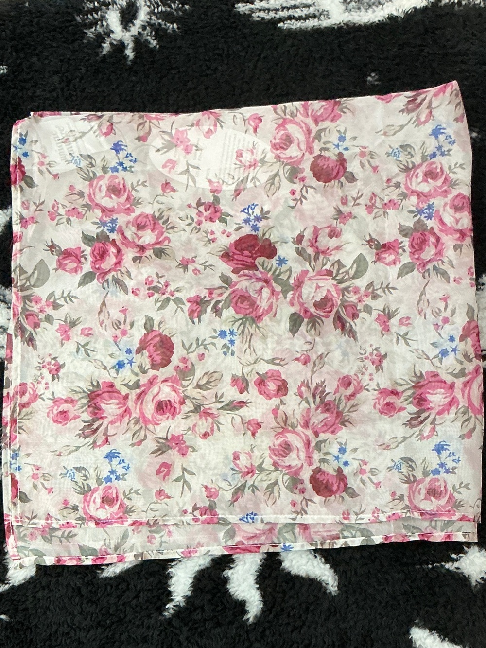 Unique Vintage Spring Floral Pink Rose Print  Scarf